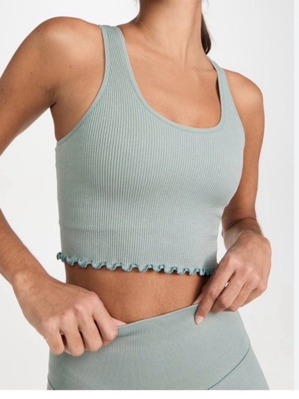 Spiritual Gangster Free People Ribbed Scoop Neck Tank Sage Green XS/S